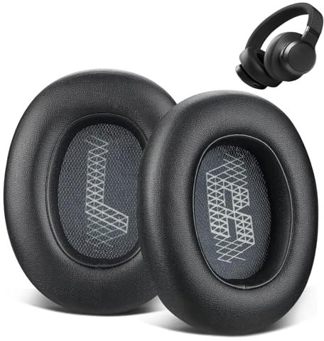 Elecphbo Ersatz-Ohrpolster E65 für JBL Live E65BTNC, 650BTNC, 660BTNC, 750NC Duet NC Kopfhörer-Ohrpolster mit weichem Leder, Reparaturteile, Schwarz
