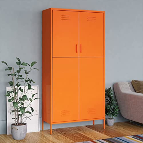 Keyroto Spind Umkleiderschrank Büroschrank Metallschrank Stahlschrank Orange 90 x 50 x 180 cm
