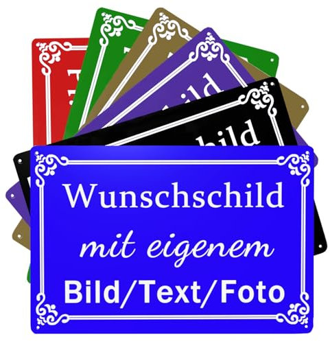 CCZUIML Blech-Schild Selbst Gestalten,Wunschtext Schild Personalisiert,Schilder Selbst Gestalten mit Text/Name/Bild/Logo/Schrift Für Garage,Hotel,Parkplatz,Schule,Carport,Firma,Garten, Wohnadress
