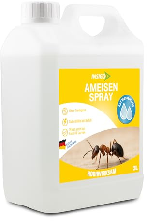 INSIGO Ameisen Abwehrspray 2L Kanister - Ameisenmittel mit mechanischer Wirkung auf Ameisen - Effektiver Schutz für Haus & Garten - Ameisen Spray mit Sofortwirkung