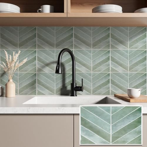 Decals da parete in vinile 3D – 10 fogli di piastrelle per metropolitana, ecologiche e impermeabili per bagno, montaggio facile, resistente al calore, 29 x 23 cm (0,66 ㎡), colore verde