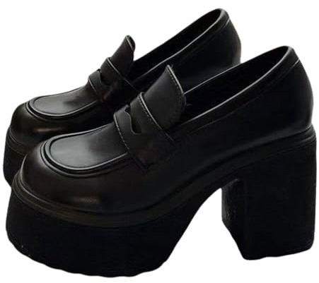 Viaoragiosa Zapatos Mary Janes de Plataforma para Mujer,Zapatos Mary Janes Plataforma,Zapatos Mary Janes Plateau para Mujer,Mary Janes Mujer Zapatos de Tacón Ancho,Punta Redonda.