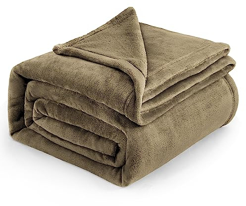 Bedsure Couverture Polaire en Microfibre pelucheuse, Douce, légère et Confortable, pour lit King Size, 274 x 229 cm, Beige