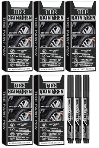ZHAPEG 15Pcs Penna Vernice Nera Pneumatici Auto Vernice Penna Resistente all'acqua Ad Asciugatura Rapida Pennarello Per Pneumatici Auto Riparazione Graffi