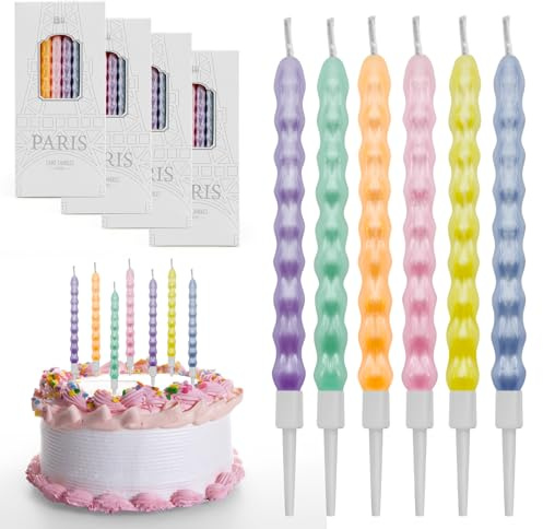 24 Stück Geburtstagskerzen Bunte, Helical Kerzen Geburtstag für Torte | Kuchenkerzen, Spiralförmige Party-Kerzen für Geburtstag, Party, Weihnachten, Halloween, Birthday Candles