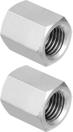 PATIKIL Dadi Di Accoppiamento Esagonali In Acciaio Inox 304 M12 X 1.5 Passo, 2Pz 20mm / 0.8 Lunghezza Filettatura Completa Per Barra Filettata Dado Di Collegamento, Colore Argento