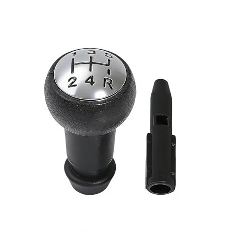 StratoNex 5-Gang Schaltknauf für Peugeot 206 207 307 308 und Citroen C3 C4 | Mit Adapter, Schwarz und Silber,Ersatz für OE 2403AJ 2403CN