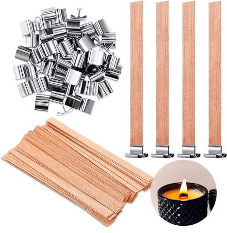 Zegnuem Stoppini di Legno Crepitanti per Candele, Stoppini per Candele con Base, Ideali per Candele Profumate e Produzione di Candele Senza Fumo 13x130mm (30 Pezzi)
