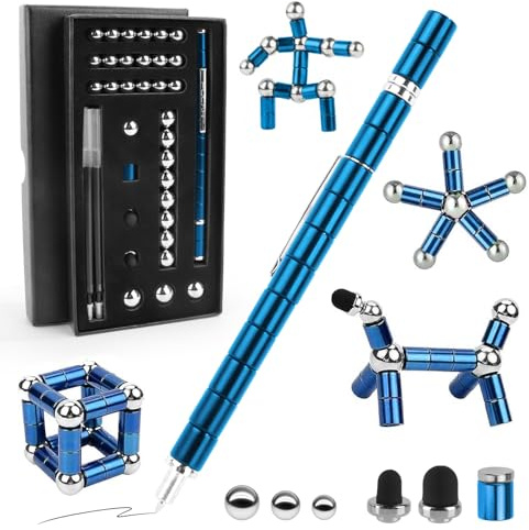 Magnetic Pen,Magnetic Fidget Pen,Magnetischer Kugelschreiber,Lustig Multifunktions Magnetstift Geschenk für Freunde Coole Gadgets für Männer,Frauen- (Blau)