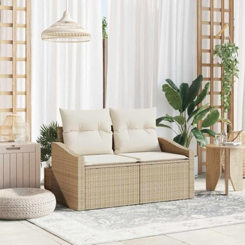 Ordellia Trädgårdssoffa med kudde, 123 x 62 x 69 cm poly-rotting, modulär loungesoffa för utomhusbruk, UV-beständig, väderbeständig, antracit för terrass och balkong