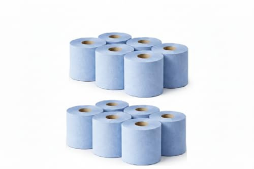 Orchid® Recycled Blue Centrefeed Paper Towels – 12 Roll Pack, 2-Ply Industrial Cleaning Wiper, Strong & Absorbent, Eco-Friendly Commercial Kitchen & Workshop Roll