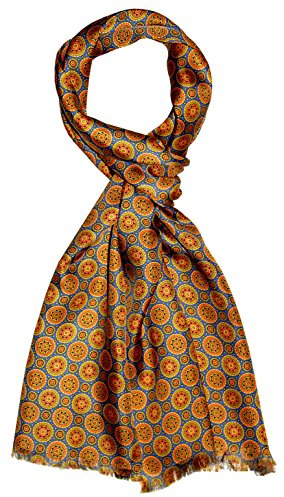 Lorenzo Cana Eleganter Herren Schal 100% Seide in harmonischen Farben bedruckt doppellagig Seidenschal Seidentuch Tuch Trend Style 30 cm x 160 cm - 8920311
