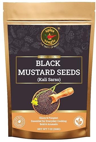 Spice Magic Black Mustard Seed ~ 100% Pure, Aromatic & Natural | 7oz (200g) I Kali Rai | Non-GMO | Indian Origin