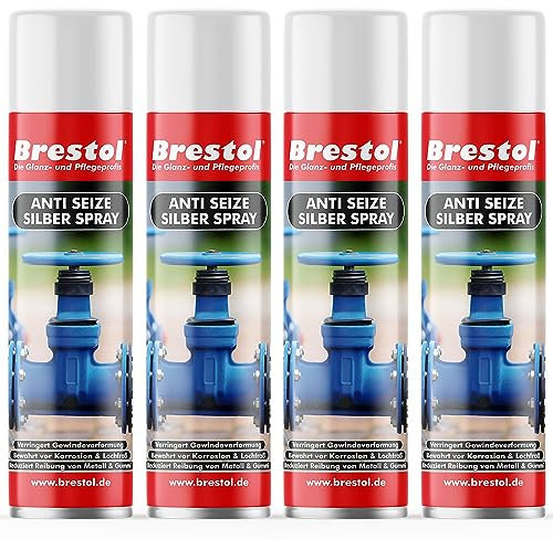 BRESTOL® ANTI SEIZE Spray 4x 400 ml SET (7604.2) - Montagespray Korrosionsschutz-Spray Oxidationsschutz Feuchtigkeitsverdränger Säureschutz-Spray Gewindeschoner Lochfraß-Schutz Schmierspray