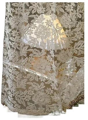 Bestickter vorhang Wohnzimmer Vorhänge Spitze Gaze Creme Retro Wellenrand Schlafzimmer Erker Fenster Mädchen Stickerei Vorhang Tür Dekoration schlafzimmer wohnzimmer balkon(HOOK_W130CMXH270CM 1PC)