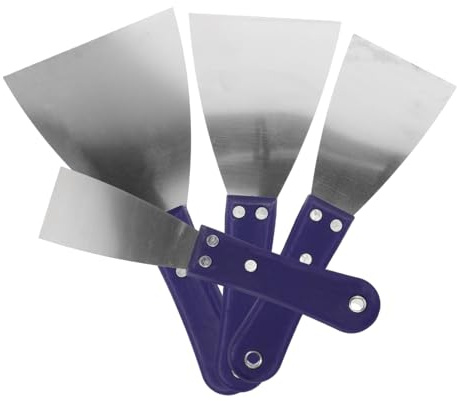 Spatola per Stucco in Acciaio Inox 4 Pezzi, Presa Ergonomica