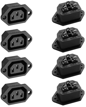 PNGKNYOCN C13 Panel Mount Power Adapter, AC 250V 10A IEC 320 C13 Stromanschlussbuchse mit Montagelöchern (8 Pack)