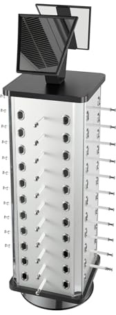 OMGGYER Supporto per occhiali girevole a 360°, supporto verticale per fino a 44 occhiali, con 2 specchi regolabili, per occhiali da sole e display