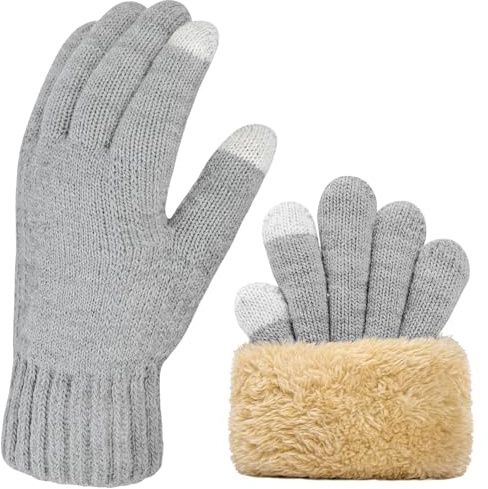 Kotashion Mujer Guantes Cálidos Invierno Guantes Punto Cálidos Pantalla Guantes Táctil Guantes de Invierno Cálidos y Resistentes al Viento para Mujer