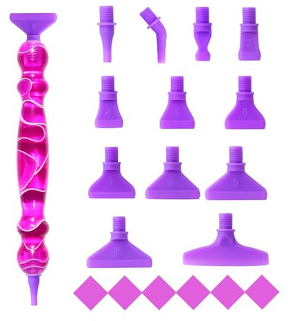 Samlonge Diamond Painting Stift Set, DIY Diamant Malerei Stift, Diamond Painting aus Kunstharz Stifte mit Klebepad und Ersatz-Tipps, Diamant Malerei Zubehör und Werkzeuge