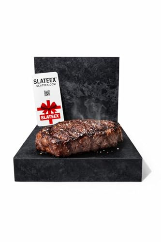 SLATEEX Speckstein, Heißer Stein,Lavastein,Grillplatte, 16x16x3 cm, Schwarz mit Grauen Sprenkelungen,Hitzebeständig, Naturstein, für Steak Servieren,Grillen am Tisch