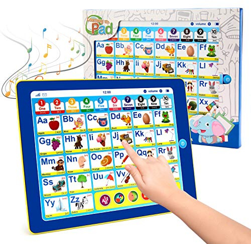 6-in-1 Kids Tablet with ABC/Words/Numbers/Color/Games/Music - Interactive Educational Electronic Toys Makes Learning Fun, Toddler Learning Toys Gifts for Age 3 4 5 Year Old Boys Girls&Preschool