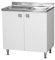 Mueble de Cocina con Fregadero de Acero Seno Izquierdo o Derecho, 2 Puertas en Fresno Blanco, cm 80x50 H.81