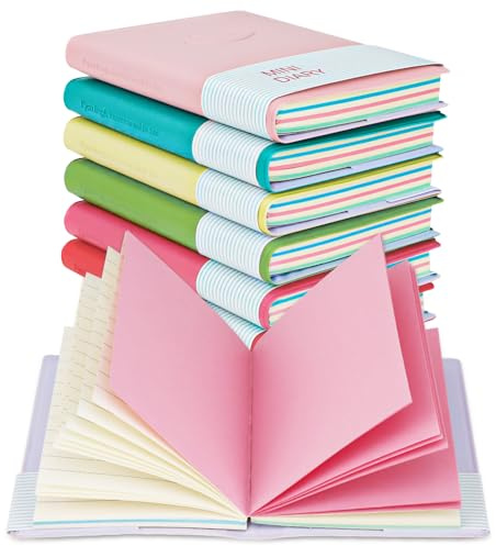 QUMENEY 6 STÜCKE Mini Notizbuch tragbares Tagebuch Bonbonfarben | Taschen-Notizbuch kleine Notizblöcke Reise-Notizblöcke mit PU-Lederhülle 10,5 x 8 cm/4 x 3 Zoll, 100 Seiten (6 Farben)