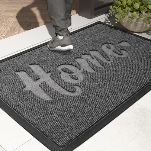 Color G Fußmatte Außen 43.5 x 75cm, Waschbar Fussmatte Aussen, Außenbereich Fussmatten Haustür Fußmatte Outdoor Wetterfest, Schmutzfangmatte rutschfest für Eingang, Flur, Garten (Grau)