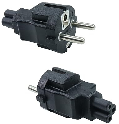 RIIEYOCA Schuko-Stecker auf IEC C5 Adapter, IEC320 C5 Buchse auf Europäischen Stecker CEE 7/7 Stecker Adapter für Laptop oder C5 Kabel Geräte - Schwarz (2 Pack)
