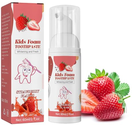 Strawberry Kids' Foam Toothpaste, Children's Toothpaste, Low Fluoride, Toddler-Friendly (Strawberry)