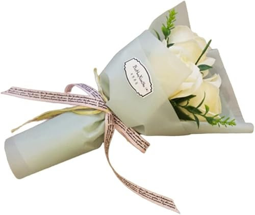 Labriciyon Künstlicher Rosenstrauß mit 3 Köpfen, künstliche Pflanzen und Blumen, Seife, Blütenblätter, Valentinstagsgeschenk für Frauen, Mutter, Ehefrau, Freundin, sie, Geburtstag, Valentinstag von