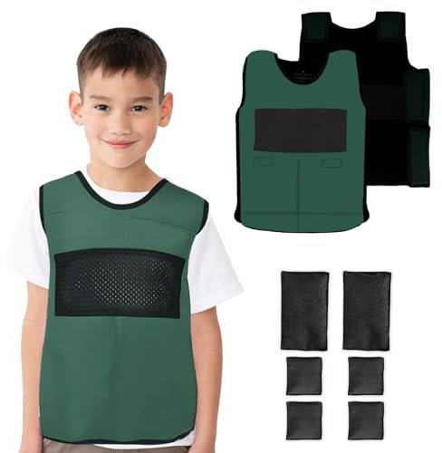 Weste für Kinder inklusive 6 abnehmbaren Gewichten (Grün, Medium)