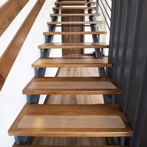 DSWZLQDXB Antirutschstreifen für Treppen Transparent Stufenmatten Innen Treppenteppich Matten selbstklebend Antirutschmatte,rutschfeste Klebeband für Holzstufen Teppichstufen (15cm×60cm)