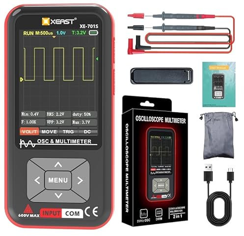 2-in-1 Oszilloskop Multimeter, 9999 Zählungen Digital Multimeter, 5MHz Bandbreite 48MSa/s High Sampling Oszilloskop, 3,2-Zoll IPS Full-Color Display, Elektronik DIY & Reparatur