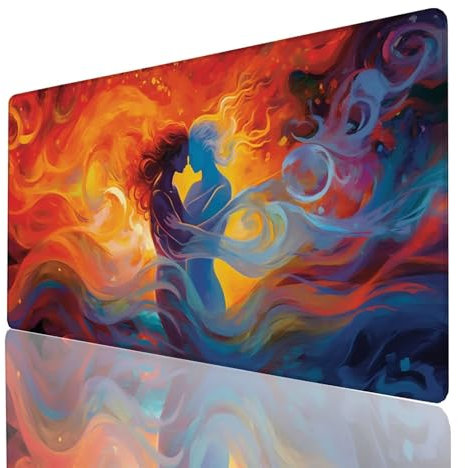 Alfombrilla Ratón XXL 1200x600x3mm Pareja Alfombrilla Escritorio Grande, Mousepad Abstracto con Bordes Cosidos, Desk Pad Impermeable para Oficio Mesa Gaming Protector Escritorio, Regalo GYL-8349