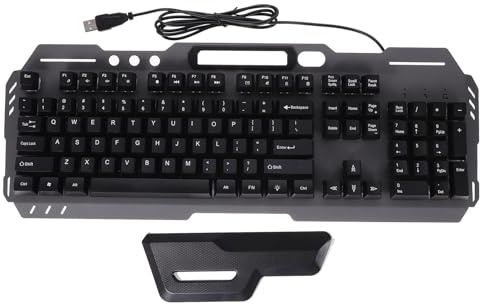 Mikinona Clavier de Jeu Filaire Rétroéclairé 104 Touches en Abs avec Repose-Paume Ergonomique Silencieux pour Bureau et Maison