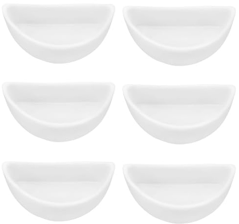 ECSiNG 6 Pezzi Mini Piatto in Ceramica Granchio Eremita 4,21x2x1,05 Cm Semicerchio Forma Ciotola per Cibo per Rettili per Ragno Granchio Eremita Tarantola Millepiedi Bianco