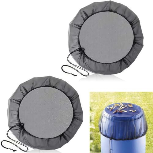 2 piezas de red para barril de lluvia, con cordón, 80 cm, resistente a la intemperie, mosquitos, red de barril de lluvia ajustable, protección contra hojas, mosquitos y larvas de mosquitos