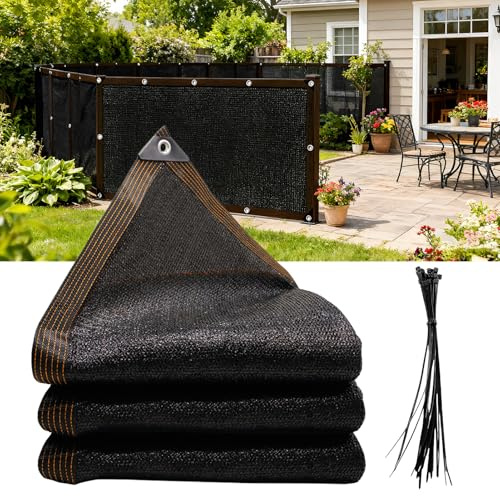 Garden Privacy Screen 2m x 4m, Outdoor Fence Screen with Ties, UV Block Tear Resistant for Balcony, Garden, Pool Privacy Barrier, Black