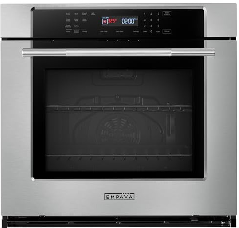 Empava 30 Inch Electric Single Wall Oven in Stainless Steel, Convection and Air Fryer, 10 Cooking Modes with Screen Touch Control, 5 Cu.ft, 4800W