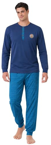Intimitaly Karel Pigiama Uomo Cotone Lungo Primaverile, 100% Cotone, Leggero, Traspirante, Maniche Lunghe, M-XXL (IT, Testo, M, Regular, Regular, 0280)