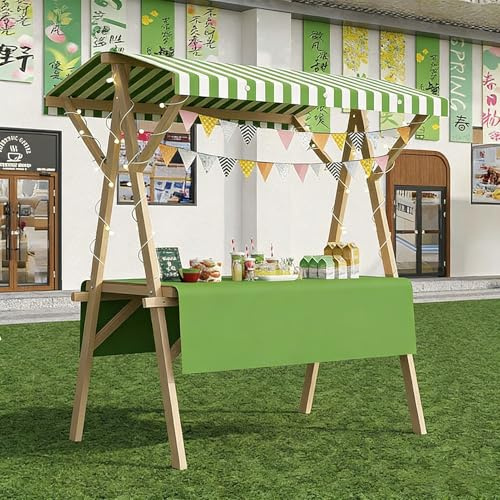 HARELA Bärbar trävagn för säljare, hopfällbara inlägg för hantverksmässor, gatumarknader och hantverksmässor (Fruit Green 2,120 cm/47,2 tum)