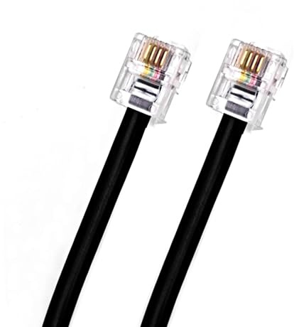 JZK 5M Cable RJ11 a RJ11, cable telefónico alta velocidad y banda ancha, cable extensión telefónica 6P4C, cable ADSL, cable DSL para Internet, cable plano para módem, teléfono fijo, enrutador, Negro