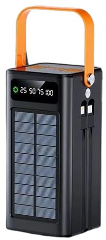Caricabatterie Solare per Telefono Power Bank Esterno 120W | 50000mAh Essenziale con Luce Integrata 4 Uscite 3 Ingressi Cavi Incorporati per Campeggio Escursionismo Pesca Attività