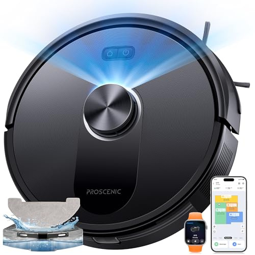 Proscenic Q10 Robot Vacuum Cleaner with Mop, 8000Pa Strong Suction Robotic Vacuum, 200mins Runtime, Precisense Lidar Navigation, App-Controlled Mopping, for Pet Hair, Hard Floors and Carpets