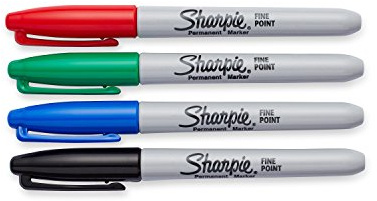 Sharpie Permanent Markers, Fine Point, Assorted Colors, 4-Pack (30074)