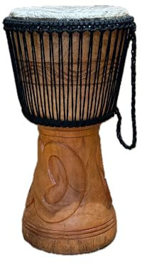 AMI 27,9 cm authentische professionelle Djembe-Trommel mit schönen Handschnitzereien – wird mit handgefertigter Trommeltasche zum halben Preis geliefert