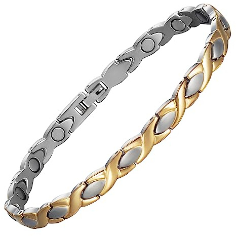 YINOX Bracelets de Cheville magnétiques Or 5 en 1 pour Femmes Bijoux 23,5 cm / 6,5 mm