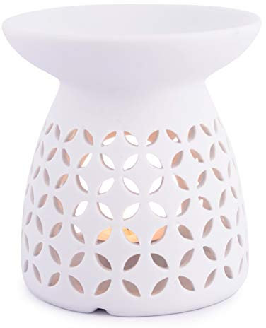 Pajoma - Lámpara aromática de Porcelana, Quemador de Aceites Esenciales (12 cm de Alto, para Cera aromática y Aceite aromático)